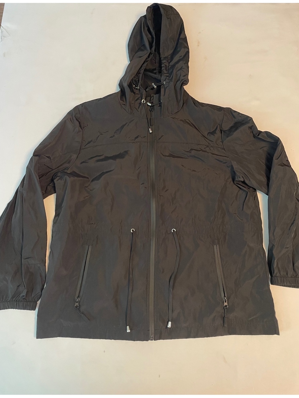 Avoogue Black Polyester Hooded Raincoat Jacket Size L